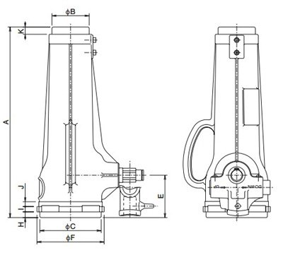 JJ型高中低揚程螺旋千斤頂結構尺寸圖 JJ型高中低揚程螺旋千斤頂結構尺寸圖