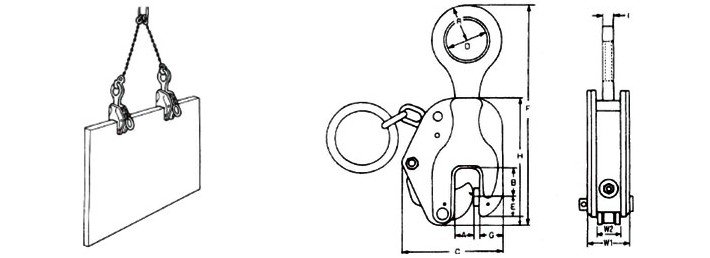 EAGLE鷹牌E型豎吊鋼板鉗結(jié)構(gòu)尺寸圖 EAGLE鷹牌E型豎吊鋼板鉗結(jié)構(gòu)尺寸圖