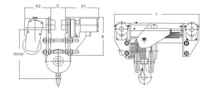 SHA型低凈空鋼絲繩電動葫蘆結構圖 SHA型低凈空鋼絲繩電動葫蘆結構圖