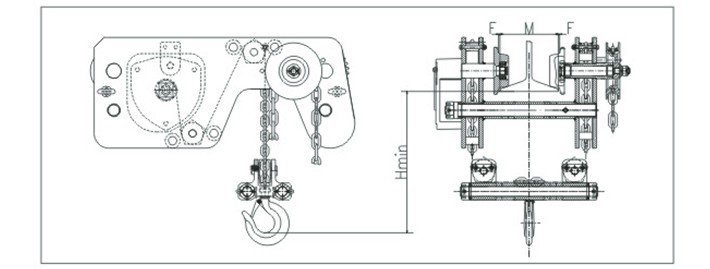超低型手拉葫蘆結(jié)構(gòu)尺寸圖 超低型手拉葫蘆結(jié)構(gòu)尺寸圖