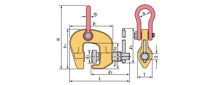 SCC型螺旋鎖緊吊夾具結構尺寸圖 SCC型螺旋鎖緊吊夾具結構尺寸圖