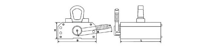 薄板永磁起重器結(jié)構(gòu)尺寸圖 薄板永磁起重器結(jié)構(gòu)尺寸圖