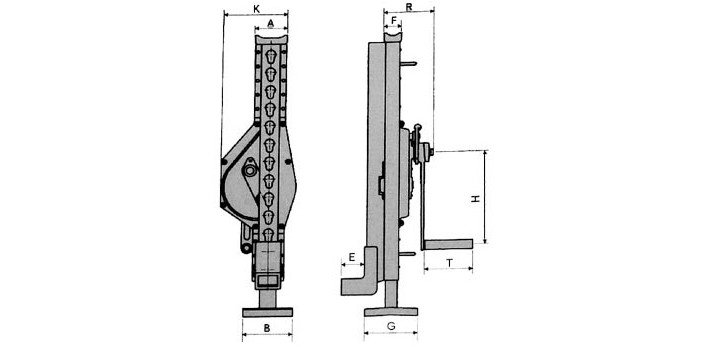 RKD型多段手搖挎頂結(jié)構(gòu)尺寸圖 RKD型多段手搖挎頂結(jié)構(gòu)尺寸圖