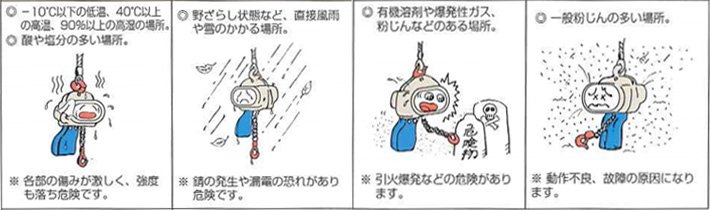 鷹牌BBC型迷你型電動葫蘆使用注意事項示意圖 鷹牌BBC型迷你型電動葫蘆使用注意事項示意圖