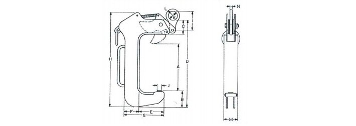 鷹牌CCL型方管夾具結構尺寸圖片 鷹牌CCL型方管夾具結構尺寸圖片