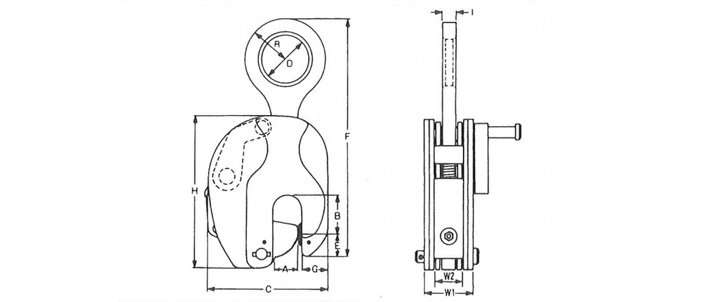 鷹牌RS型豎吊鋼板起重鉗結(jié)構(gòu)尺寸圖片 鷹牌RS型豎吊鋼板起重鉗結(jié)構(gòu)尺寸圖片