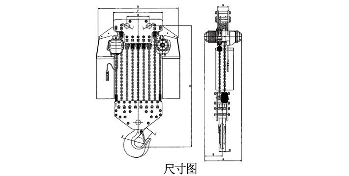 35噸電動葫蘆結(jié)構(gòu)尺寸圖片 35噸電動葫蘆結(jié)構(gòu)尺寸圖片
