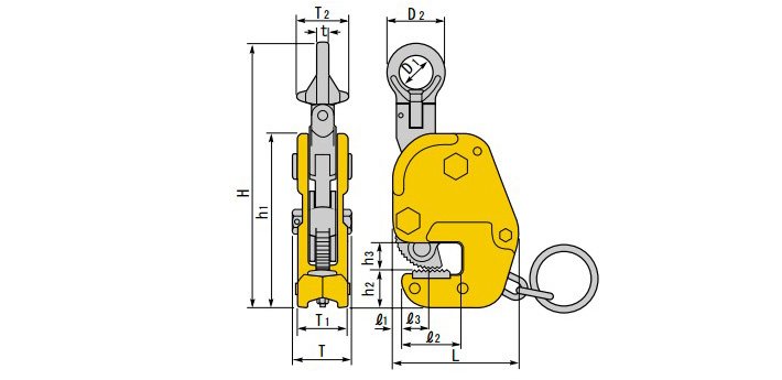 GVC-E自在形橫吊夾具結構尺寸圖片 GVC-E自在形橫吊夾具結構尺寸圖片