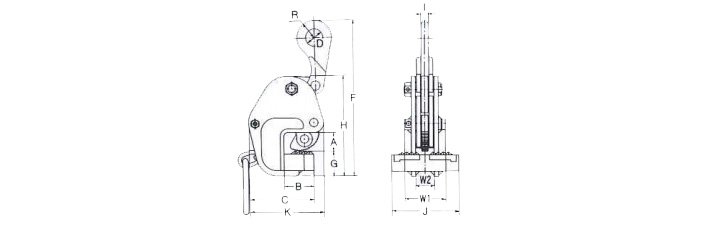 鷹牌GC型橫向起吊用夾鉗結構尺寸圖片 鷹牌GC型橫向起吊用夾鉗結構尺寸圖片