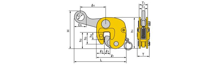 世霸H鋼吊夾具結(jié)構(gòu)尺寸圖片