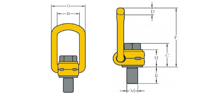 YOKE 100級(jí)側(cè)向旋轉(zhuǎn)吊環(huán)結(jié)構(gòu)尺寸圖片 YOKE 100級(jí)側(cè)向旋轉(zhuǎn)吊環(huán)結(jié)構(gòu)尺寸圖片