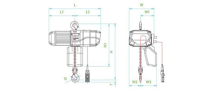 DEX型環(huán)鏈電動葫蘆結(jié)構(gòu)尺寸圖片 DEX型環(huán)鏈電動葫蘆結(jié)構(gòu)尺寸圖片