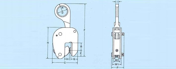 WOL型鷹牌豎吊鋼板鉗結(jié)構(gòu)尺寸圖片