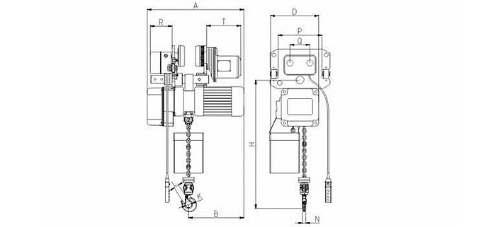 龍升1噸環(huán)鏈電動葫蘆結(jié)構(gòu)尺寸圖片 龍升1噸環(huán)鏈電動葫蘆結(jié)構(gòu)尺寸圖片