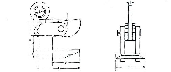 HOW型鷹牌水平橫吊具結(jié)構(gòu)尺寸圖片