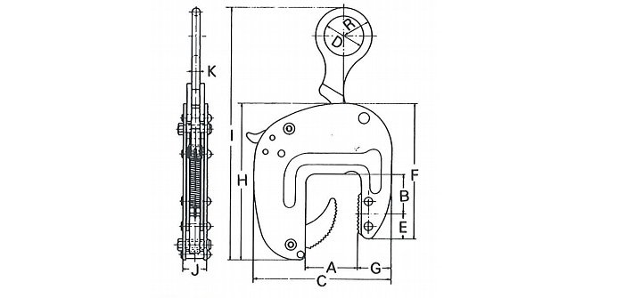 ECB型鷹牌混凝土制品夾鉗結(jié)構(gòu)尺寸圖片