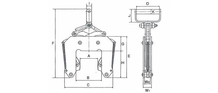 鷹牌ECHL型混凝土制品夾鉗結(jié)構尺寸圖片