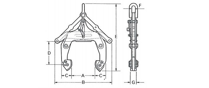 ELC型大型U字槽用夾具結(jié)構(gòu)尺寸圖片 ELC型大型U字槽用夾具結(jié)構(gòu)尺寸圖片