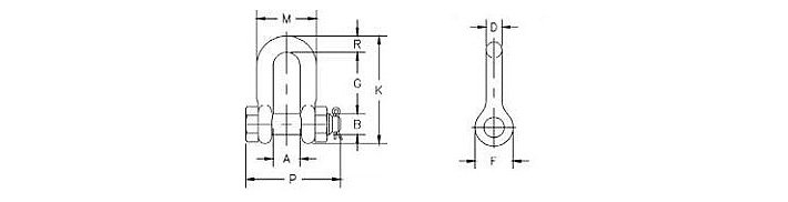 美國(guó)科索比D型卸扣G2150結(jié)構(gòu)尺寸圖 美國(guó)科索比D型卸扣G2150結(jié)構(gòu)尺寸圖