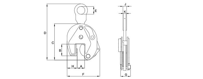 IP10垂直鋼板吊鉗結(jié)構(gòu)尺寸圖片 IP10垂直鋼板吊鉗結(jié)構(gòu)尺寸圖片