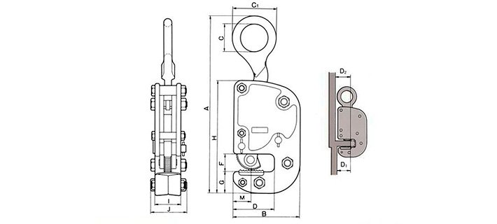 三木HV-K橫豎吊兼用鋼板鉗結(jié)構(gòu)尺寸圖片 三木HV-K橫豎吊兼用鋼板鉗結(jié)構(gòu)尺寸圖片