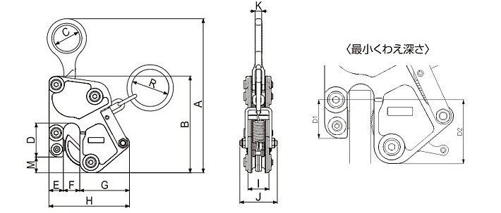 MK-V型三木鋼板鉗結(jié)構(gòu)尺寸圖片 MK-V型三木鋼板鉗結(jié)構(gòu)尺寸圖片