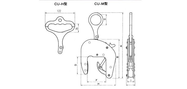 CU-H三木混凝土夾具結構尺寸圖片 CU-H三木混凝土夾具結構尺寸圖片