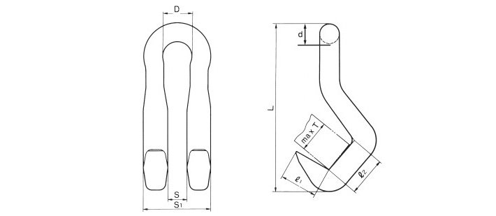 三木DL型鋼板吊鉤結(jié)構(gòu)尺寸圖片