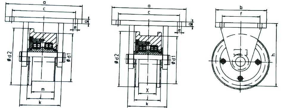 SF...S-A(B)/P型德國Borkey固定腳輪尺寸圖 SF...S-A(B)/P型德國Borkey固定腳輪尺寸圖