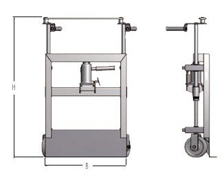 JHT型柜體搬運車尺寸圖 JHT型柜體搬運車尺寸圖