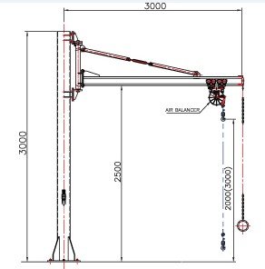 KBJ型氣動懸臂吊尺寸圖 KBJ型氣動懸臂吊尺寸圖
