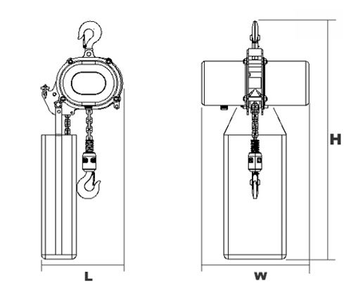 DU-905環(huán)鏈電動(dòng)葫蘆尺寸圖 DU-905環(huán)鏈電動(dòng)葫蘆尺寸圖