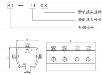 ST型彈簧平衡器滑軌接頭尺寸圖 ST型彈簧平衡器滑軌接頭尺寸圖