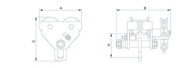 KD手拉單軌行車尺寸圖 KD手拉單軌行車尺寸圖