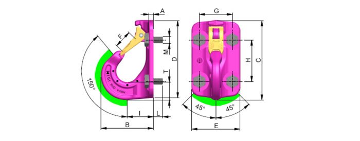 VABH-B型路德螺栓型吊鉤尺寸圖 VABH-B型路德螺栓型吊鉤尺寸圖