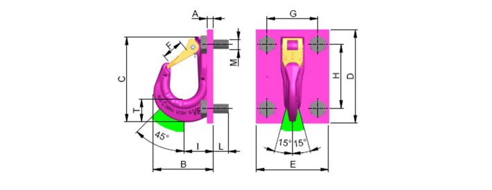 VCGH-G型螺栓型吊架鉤尺寸圖 VCGH-G型螺栓型吊架鉤尺寸圖
