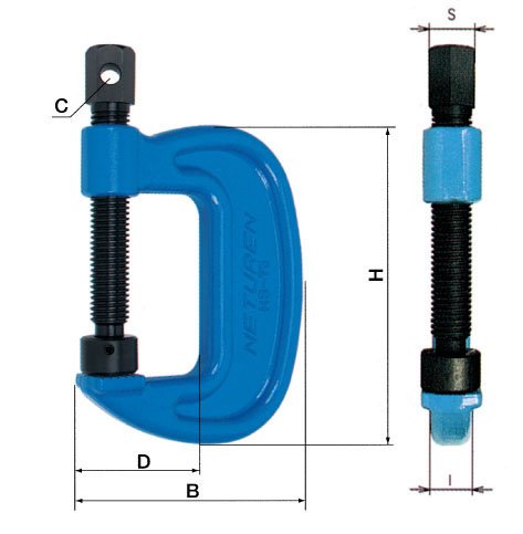 三木HS型螺旋式鋼板夾鉗尺寸圖 三木HS型螺旋式鋼板夾鉗尺寸圖
