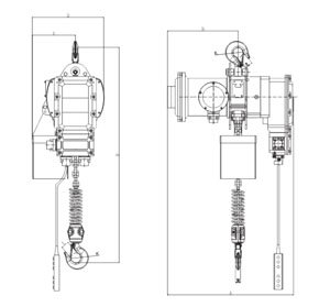 氣體防爆環(huán)鏈電動(dòng)葫蘆尺寸圖 氣體防爆環(huán)鏈電動(dòng)葫蘆尺寸圖