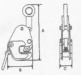 GE型鷹牌橫向鋼板吊鉗尺寸圖 GE型鷹牌橫向鋼板吊鉗尺寸圖