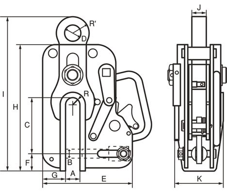 LSC型鷹牌建筑工程用夾鉗尺寸圖 LSC型鷹牌建筑工程用夾鉗尺寸圖