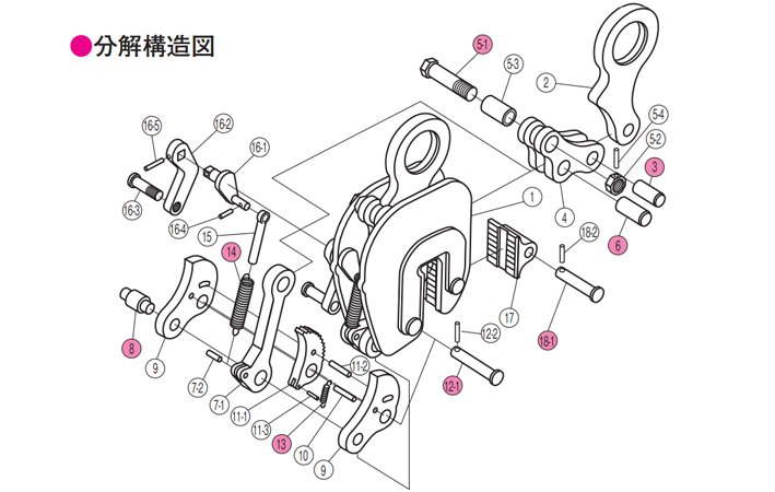 鷹牌NNE豎吊無傷鋼板鉗配件分解圖 鷹牌NNE豎吊無傷鋼板鉗配件分解圖