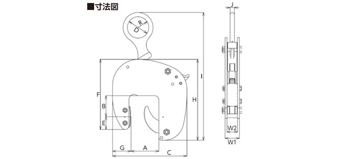 鷹牌ECX型混凝土吊夾具尺寸圖 鷹牌ECX型混凝土吊夾具尺寸圖