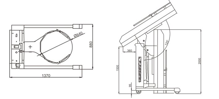 LYL400電動(dòng)圓桶倒料車尺寸圖 LYL400電動(dòng)圓桶倒料車尺寸圖