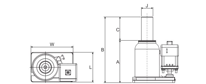 SUNRUN ST型氣動液壓千斤頂尺寸圖 SUNRUN ST型氣動液壓千斤頂尺寸圖