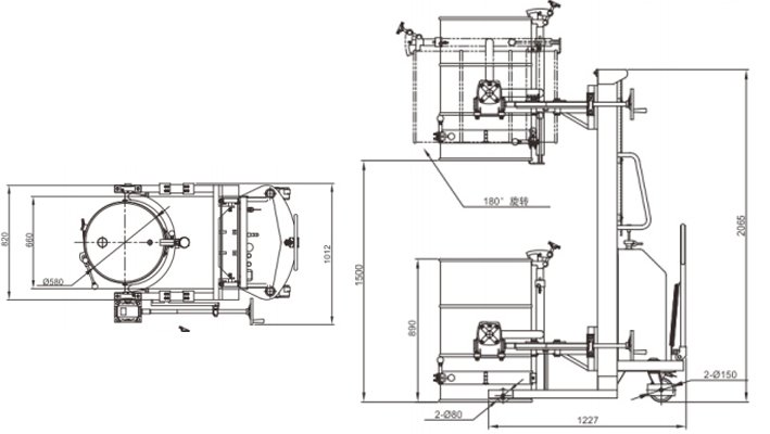 LYL520半電動油桶翻轉車尺寸圖 LYL520半電動油桶翻轉車尺寸圖