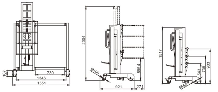 LDT380托盤油桶搬運車尺寸圖 LDT380托盤油桶搬運車尺寸圖