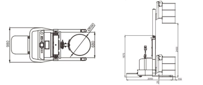 LYL600全電動(dòng)油桶搬運(yùn)車尺寸圖 LYL600全電動(dòng)油桶搬運(yùn)車尺寸圖