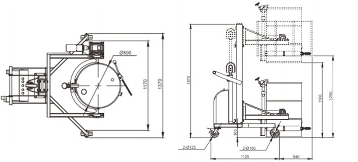 LDF300型半電動(dòng)直角支腿翻轉(zhuǎn)車(chē)尺寸圖 LDF300型半電動(dòng)直角支腿翻轉(zhuǎn)車(chē)尺寸圖