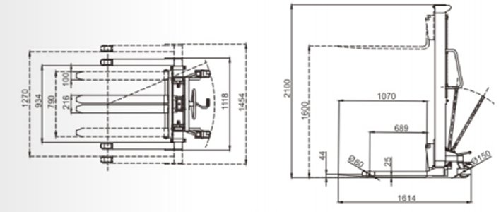 LYLF型手動(dòng)液壓堆高車尺寸圖 LYLF型手動(dòng)液壓堆高車尺寸圖