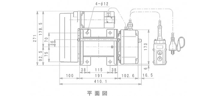 MC型電動(dòng)卷?yè)P(yáng)機(jī)尺寸圖二 MC型電動(dòng)卷?yè)P(yáng)機(jī)尺寸圖二
